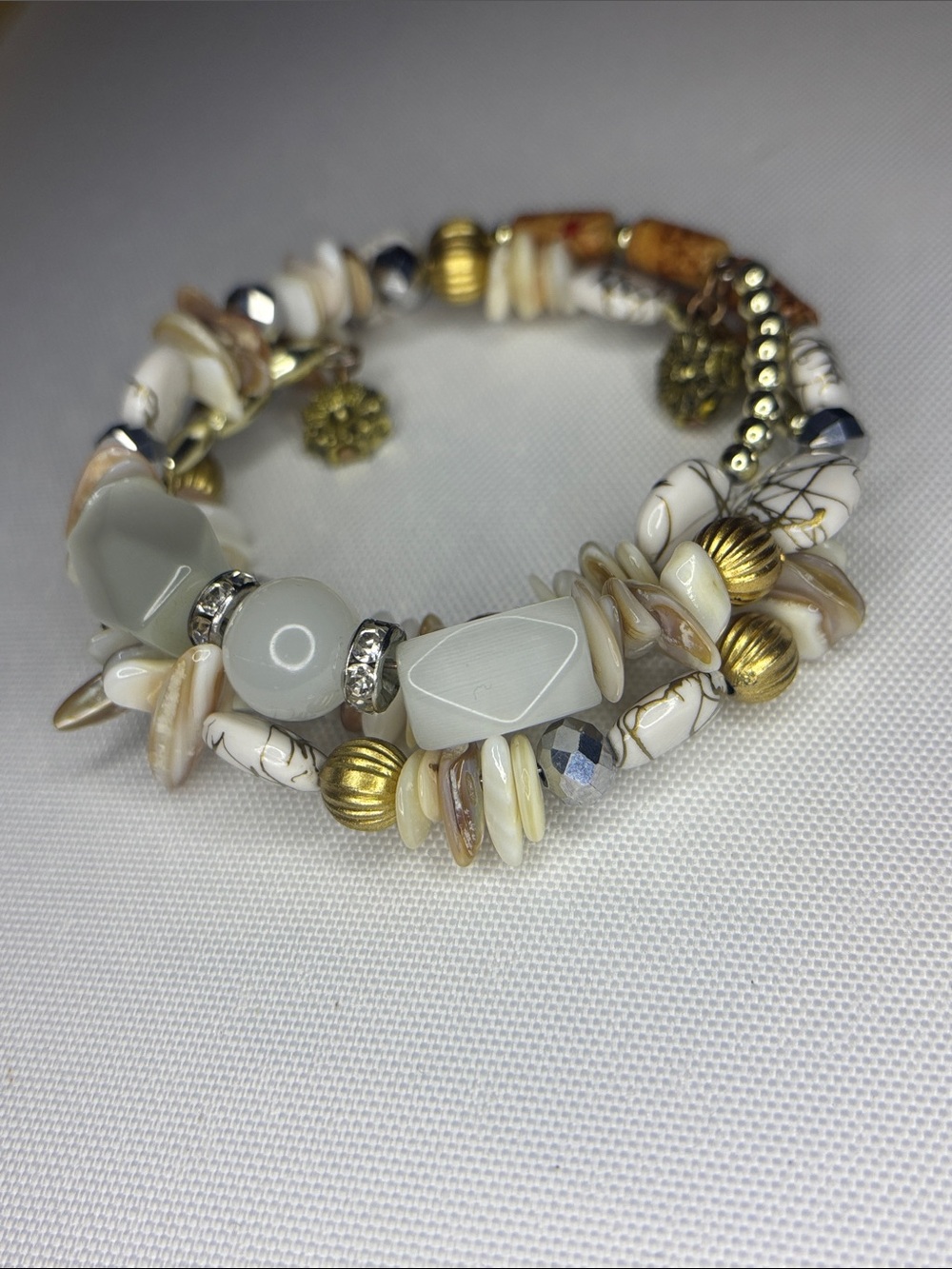 gorgeous shell and stone agate wrap bracelet